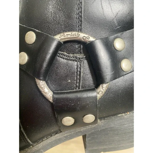 Ariat Women's Black Leather Harness Ankle Boots Western‎ Biker 97652 Size 8 - Picture 6 of 9